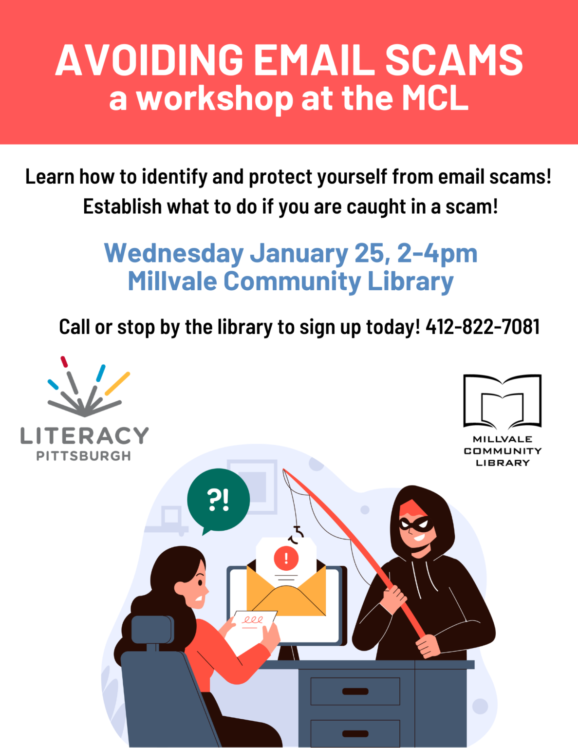 AVOIDING EMAIL SCAMS a workshop at the MCL (8.5 × 11 in)